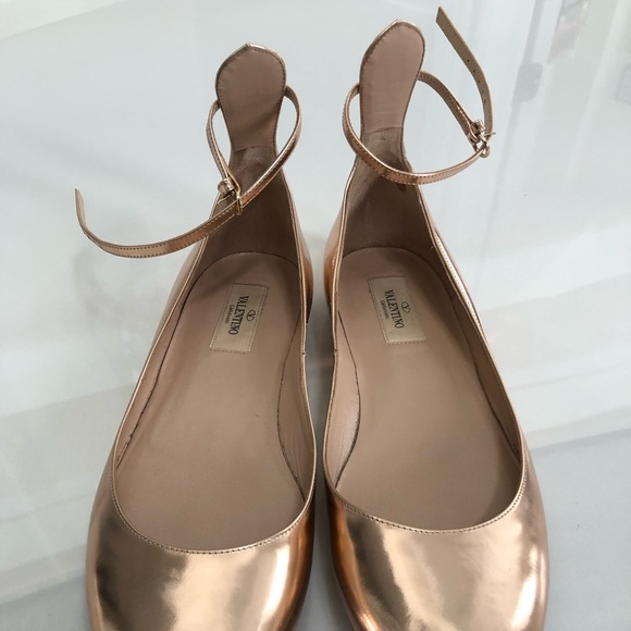 VALENTINO GARAVANI Gold Tango metallic leather ballet flats - Picture 12 of 17